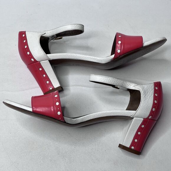 Marni Red White Leather Ankle Strap Open Toe Block Heels Womens Size 36/5.5 - Picture 7 of 11
